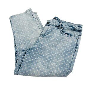 Chico’s Platinum Cropped Jeans size‎ 2 Large Acid Wash Polka Dots Straight